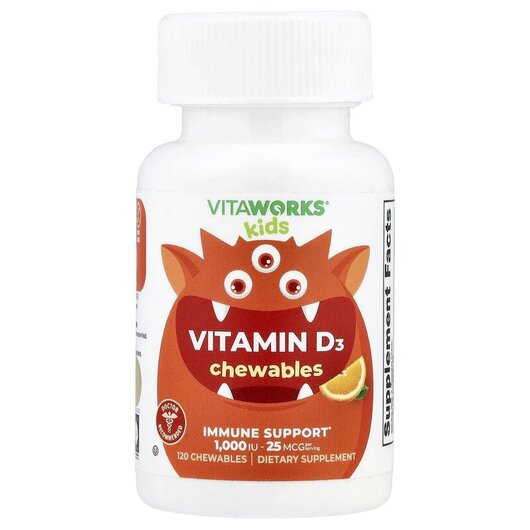Основное фото товара Kids Vitamin D3 Orange Основное фото товара VitaWorks, Витамин D, Kids Vitamin D3 Orange, 120 таблеток