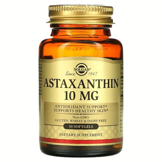 Основне фото товару Solgar, Astaxanthin 10 mg, Астаксантин 10 мг, 30 капсул