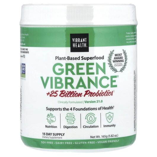 Основное фото товара Green Vibrance +25 Billion Probiotics Version 18.0 Основное фото товара Суперфудс, Green Vibrance +25 Billion Probiotics, 165 г