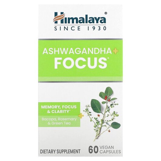 Основное фото товара Ashwagandha + Focus Основное фото товара Himalaya, Ашваганда, Ashwagandha + Focus, 60 капсул