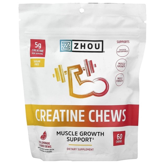 Основне фото товару Zhou Nutrition, Creatine Chews Pink Lemonade, Креатин, 60 Chews
