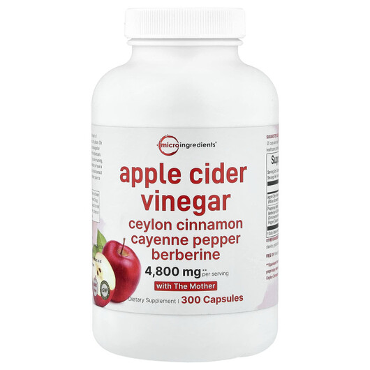 Основне фото товару Apple Cider Vinegar With The Mother, Оцет, 300 капсул