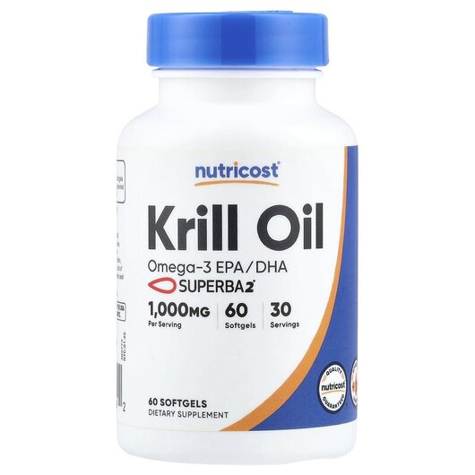Основне фото товару Nutricost, Krill Oil, Олія Антарктичного Кріля, 60 капсул
