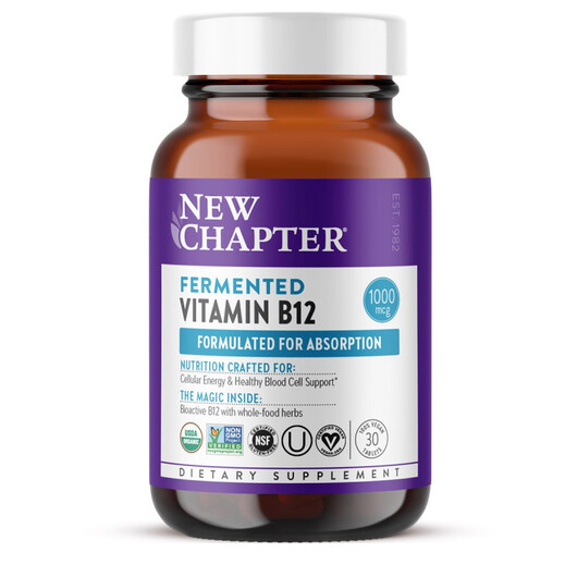 Основне фото товару Fermented Vitamin B12 Основне фото товару NewChapter, Fermented Vitamin B12, Метилкобаламін B12, 30 таблето
