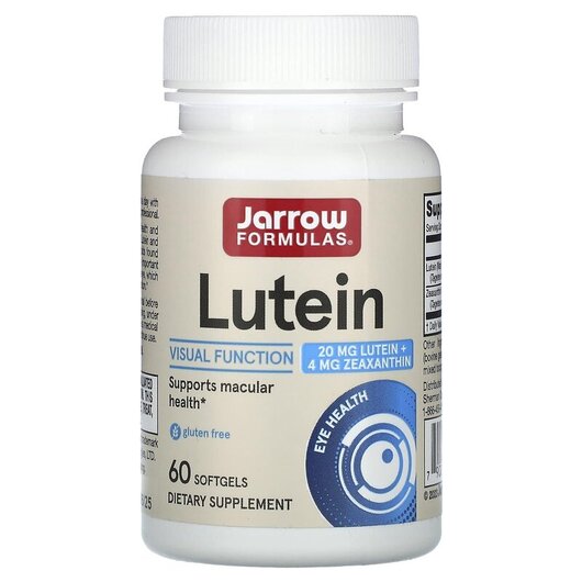 Основне фото товару Jarrow Formulas, Lutein 20 mg, Лютеин 20 мг, 60 капсул
