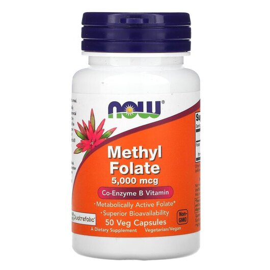Основне фото товару Methyl Folate 5000 mcg Основне фото товару NOW Foods, Methyl Folate 5000 mcg, Метилфолат, 50 капсул