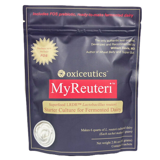 Основне фото товару MyReuteri - L. Reuteri Fermented Dairy Starter Culture Sachet Основне фото товару Oxiceutics, MyReuteri 20 B CFU, Стартер для йогурту, 6 саше