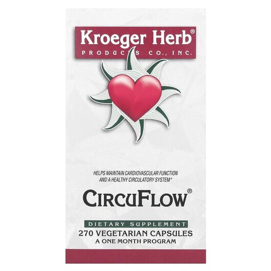 Основное фото товара Kroeger Herb, Кардио комплекс, Co CircuFlow, 270 капсул