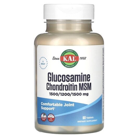 Основное фото товара KAL, Глюкозамин Хондроитин, Glucosamine Chondroitin MSM, 60 табле