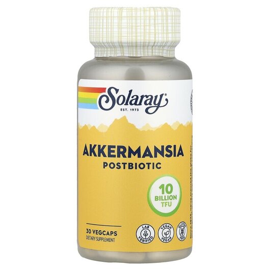 Основне фото товару Akkermansia Postbiotic 10 Billion TFU Основне фото товару Solaray, Akkermansia Postbiotic 10 Billion TFU, Аккермансія, 30 к