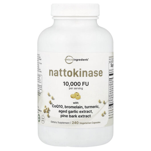 Основное фото товара Nattokinase Основное фото товара Micro Ingredients, Наттокиназа, Nattokinase, 240 капсул