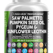 Фото товару Saw Palmetto Pumpkin Seed Oil Pygeum Sunflower Lecithin Stinging Nettle Cranberry - Prostate Supplements for Men with Lycopene - 90 Caps Фото товару Saw Palmetto Pumpkin Seed Oil Pygeum Sunflower, Підтримка простат