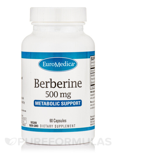 Основне фото товару EuroMedica, Berberine 500 mg, Берберин, 60 капсул
