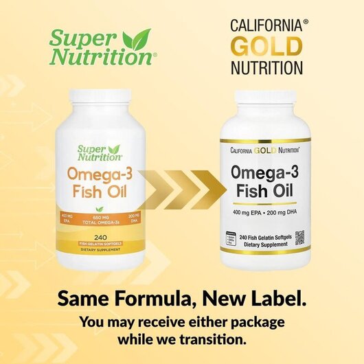 Основное фото товара Omega-3 Fish Oil 1000 mg Основное фото товара Super Nutrition, Рыбий жир Омега-3, Omega-3 Fish Oil, 240 капсул