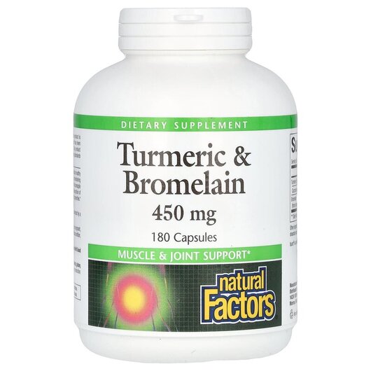 Основне фото товару Turmeric & Bromelain 450 mg Основне фото товару Turmeric & Bromelain 450 mg 180, Бромелайн, 180 капсул