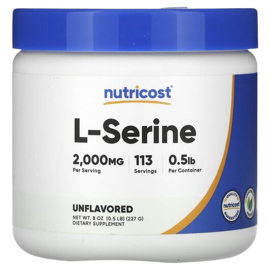 Основное фото товара L-Serine Powder Unflavored Основное фото товара Nutricost, L-Серин, L-Serine Powder Unflavored, 227 г