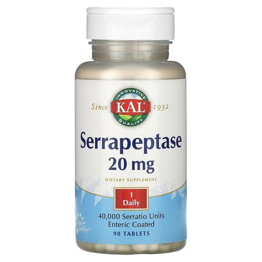 Основное фото товара KAL, Серрапептаза, Serrapeptase 20 mg, 90 таблеток