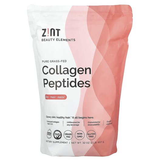 Основне фото товару Grass-Fed Beef Collagen Peptides Types I & III Основне фото товару Zint, Collagen Peptides, Яловичий колаген типів 1 і 3, 907 гр