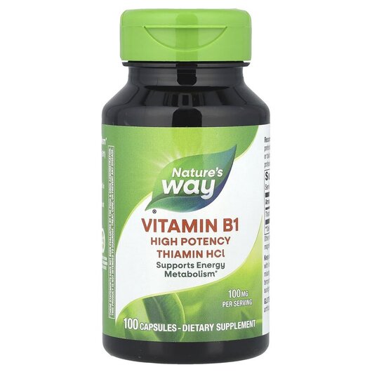 Основне фото товару Nature's Way, Vitamin B-1, Вітамін B1 100 мг Тіамін HCl, 100