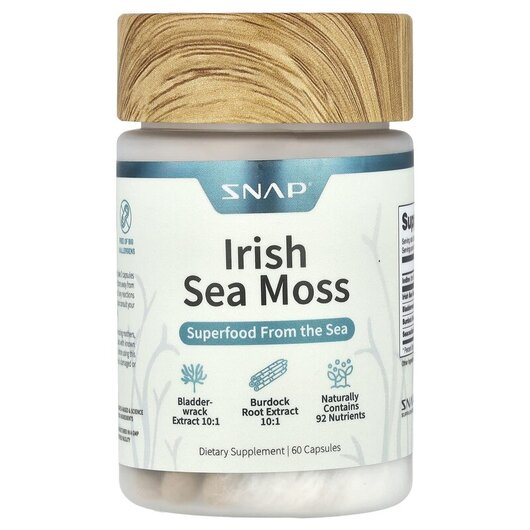 Основне фото товару Snap Supplements, Irish Sea Moss, Ірландський морський мох, 60 ка