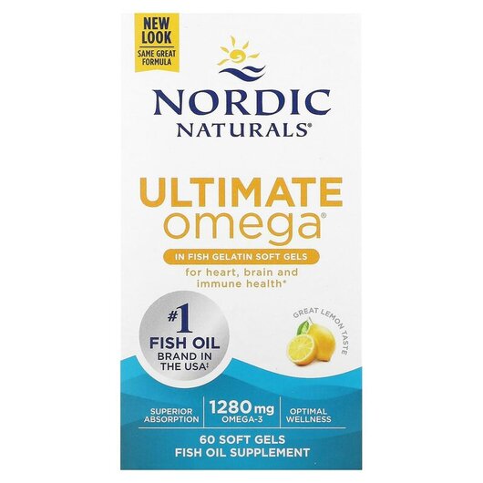 Основне фото товару Nordic Naturals, Ultimate Omega 1000 mg, Омега 3, 60 капсул