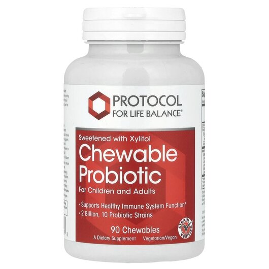 Основне фото товару Chewable Probiotic For Children & Adults Основне фото товару Protocol for Life Balance, Chewable Probiotic, Пробіотики, 90 таб