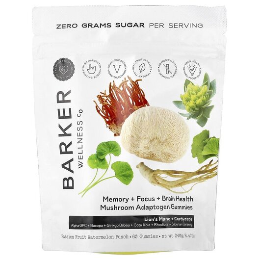 Основне фото товару Mushroom Adaptogen Gummies Passion Fruit Watermelon Punch 60 Gummies Основне фото товару Mushroom Adaptogen Gummies Passion Fruit Watermelon Punch, Адапто