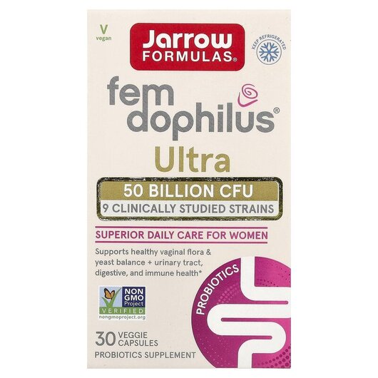 Основное фото товара Jarrow Formulas, Пробиотики, Fem-Dophilus Ultra, 30 капсул