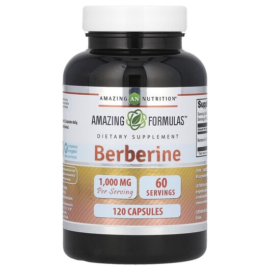 Основне фото товару Berberine 500 mg Основне фото товару Amazing Nutrition, Berberine 500 mg, Берберин, 120 капсул