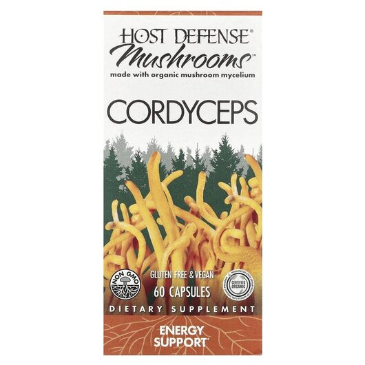 Основное фото товара Mushrooms Cordyceps Energy Support Основное фото товара Host Defense Mushrooms, Грибы Кордицепс, Cordyceps, 60 капсул