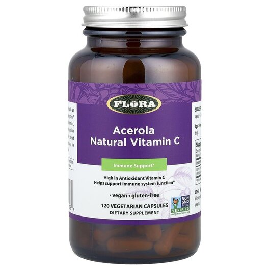 Основное фото товара Flora, Ацерола, Acerola Natural Vitamin C, 120 капсул