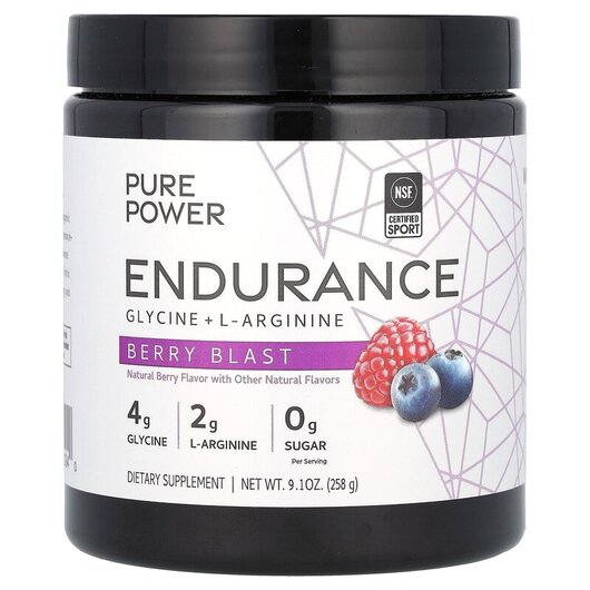 Основне фото товару Pure Power Endurance Glycine + L-Arginine, L-Гліцин, 258 г