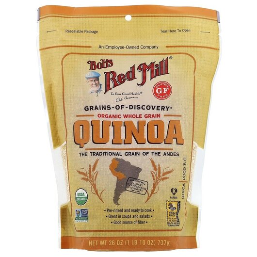 Основное фото товара Bob's Red Mill, Квиноа, Organic Whole Grain Quinoa Gluten Fr