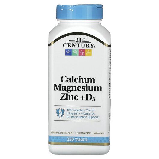Основное фото товара Calcium Magnesium Zinc + D3 Основное фото товара Кальций Магний Цинк и D3, Calcium Magnesium Zinc + D3, 250 таблет
