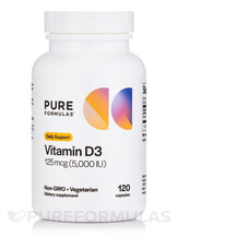 Вітамін D Vitamin D3 5000 IU PureFormulas 120 капсул