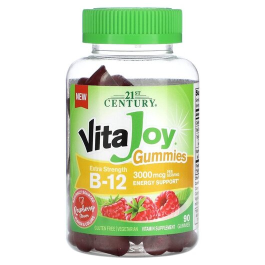 Основное фото товара VitaJoy Gummies B-12 Extra Strength Raspberry 1500 mcg Основное фото товара VitaJoy Gummies B-12 Extra Strength, Витамин B12 Кобаламин, 90 та