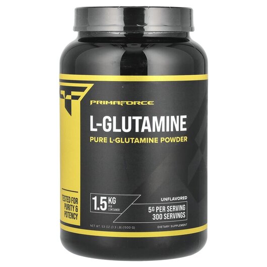 Основне фото товару L-Glutamine Unflavored Основне фото товару Primaforce, L-Glutamine Unflavored, L-Глутамін, 1500 г