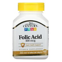 Вітамін B9 Фолієва кислота Folic Acid 400 mcg 21st Century Вітамін B9 Фолієва кислота Folic Acid 400 mcg 21st Century