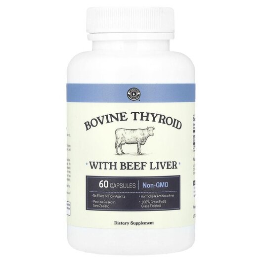 Основное фото товара Поддержка щитовидной, Bovine Thyroid with Beef Liver, 60 капсул