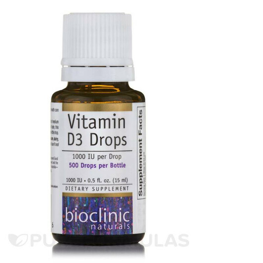 Основне фото товару Bioclinic Naturals, Vitamin D3 Drops 1000 IU, Вітамін D3, 15 мл