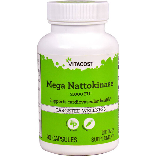 Основне фото товару Vitacost, Mega Nattokinase 2000 FU, Наттокіназа, 90 капсул