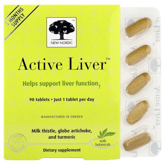 Основное фото товара Active Liver Основное фото товара New Nordic, Поддержка печени, Active Liver, 90 таблеток