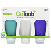 GoToob+ Travel Tube Large Clear Purple & Teal 3 Pack
