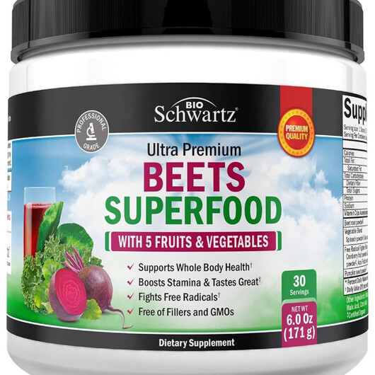 Основное фото товара Ultra Premium Beets Superfood Powder Основное фото товара BioSchwartz, Суперфуд, Ultra Premium Beets Superfood Powder, 6 oz