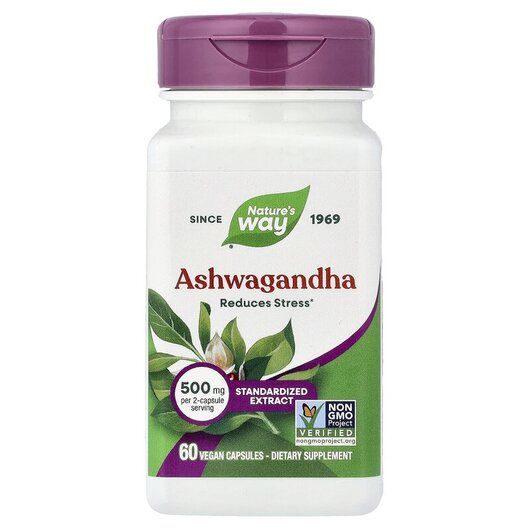 Основное фото товара Nature's Way, Ашваганда Стандартизованная, Ashwagandha, 60 к