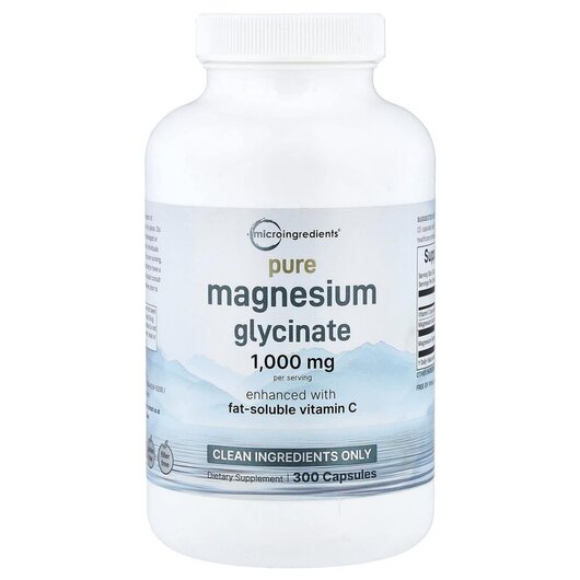 Основне фото товару Pure Magnesium Glycinate Основне фото товару Micro Ingredients, Pure Magnesium Glycinate, Магній, 300 капсул