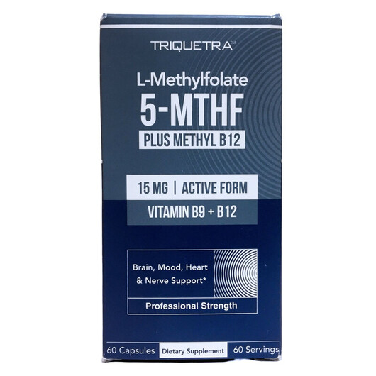 Основное фото товара Метилфолат, L-Methylfolate 15 mg Plus Methyl-B12, 60 капсул