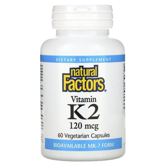 Основне фото товару Natural Factors, Vitamin K2 100 mcg, Вітамін K2, 60 капсул