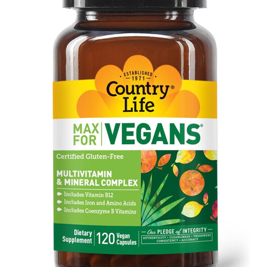 Основне фото товару MAX for Vegans Основне фото товару Country Life, MAX for Vegans, Мультивітаміни, 120 капсул