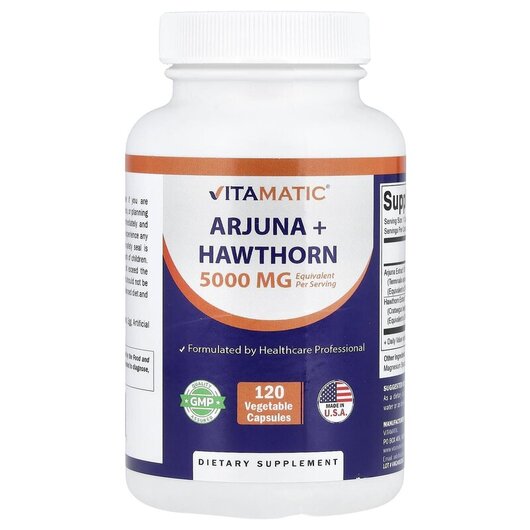 Основное фото товара Vitamatic, Боярышник, Arjuna + Hawthorn, 120 капсул